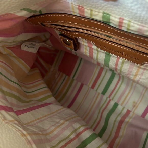 Large Leather Handbag White and Tan - Picture 5 of 6